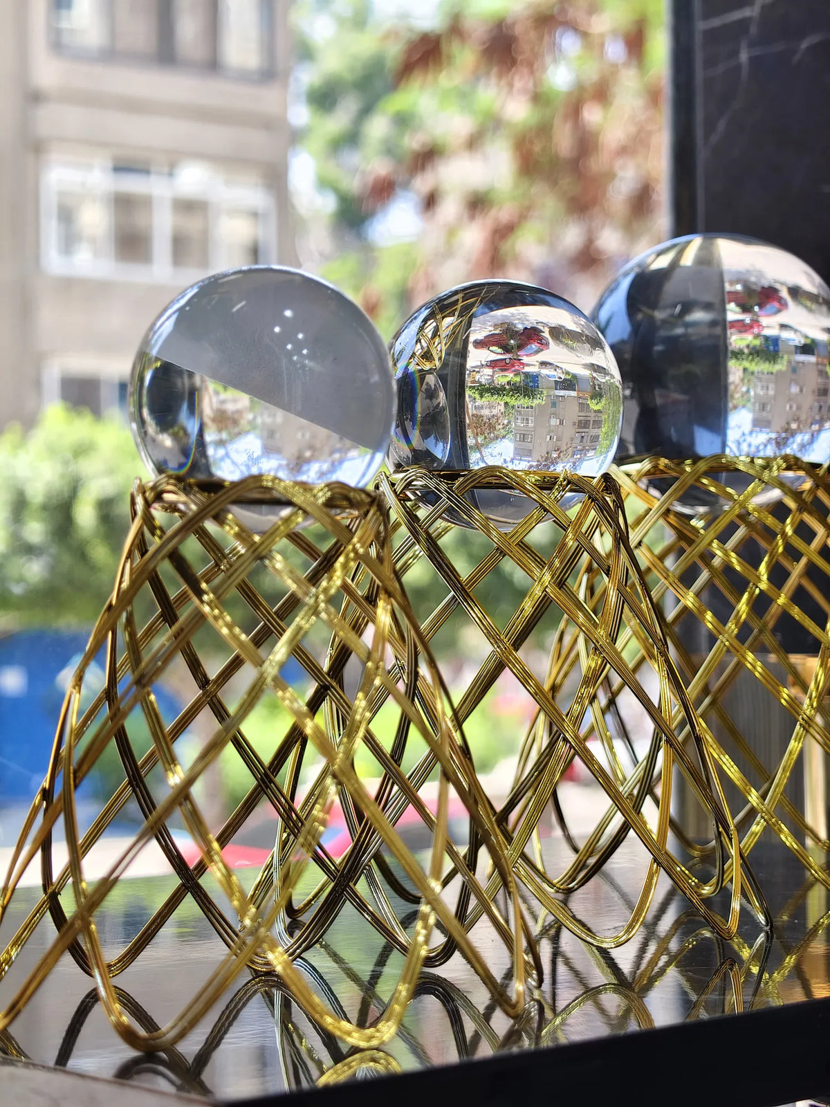 مجموعة ديكور ثلاثية ببلورات